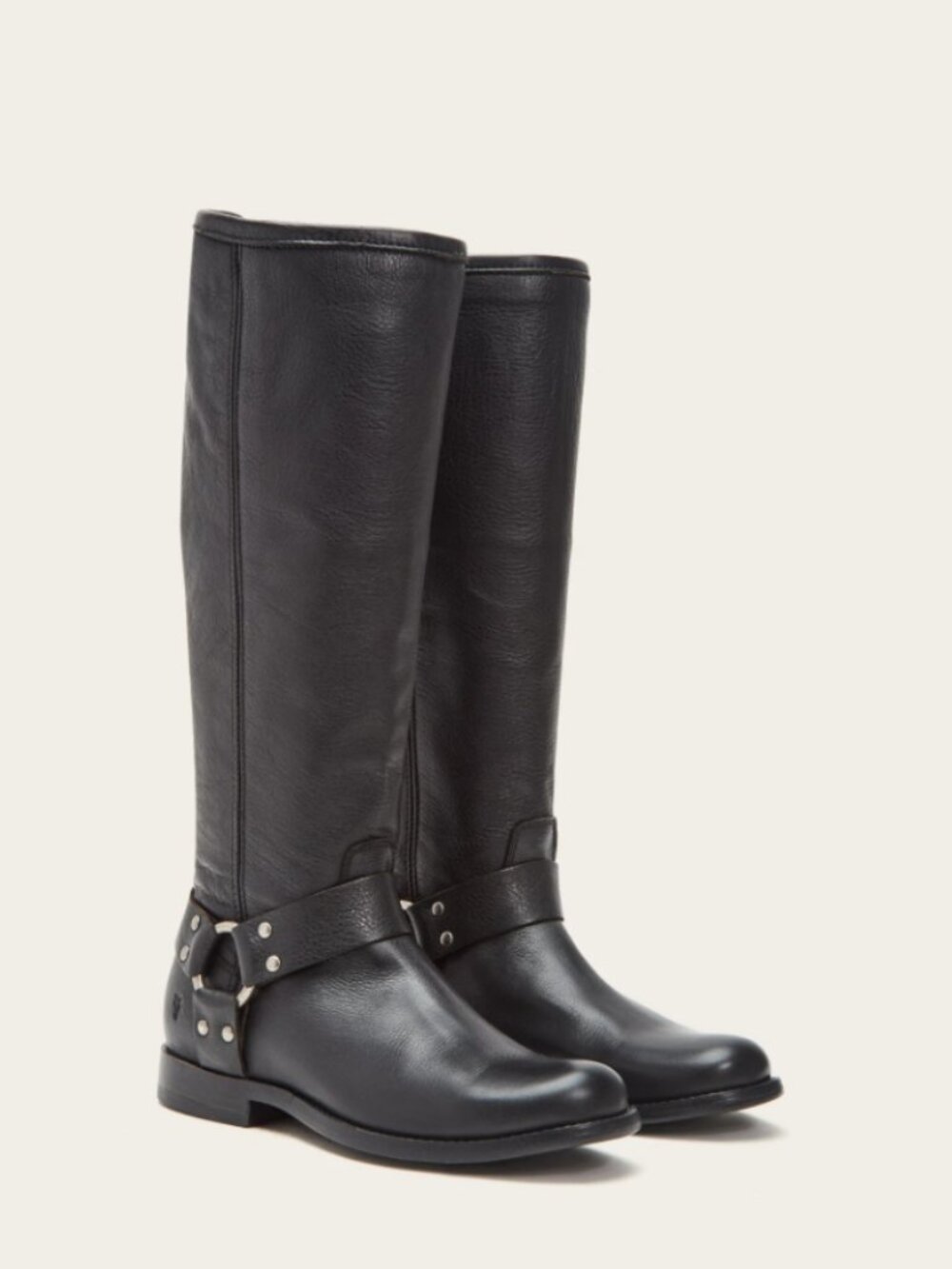 $378 Frye Phillip Harness Tall Black Leather Back Zipper Equestrian Boots SZ 8.5